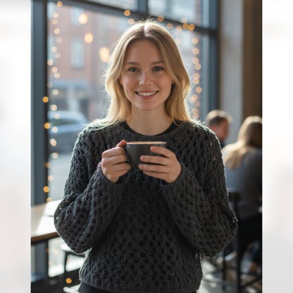 Zara Sweaters - NWT ZARA  GREY OPEN KNIT SWEATER WITH VENT